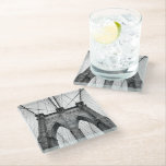 Brooklyn Bridge Architectural Close-Up Glass Coaster<br><div class="desc">Timeless black and white photo of Brooklyn bridge close-up architectural detail. New-York City landmark.</div>