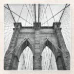 Brooklyn Bridge Architectural Close-Up Glass Coaster<br><div class="desc">Timeless black and white photo of Brooklyn bridge close-up architectural detail. New-York City landmark.</div>