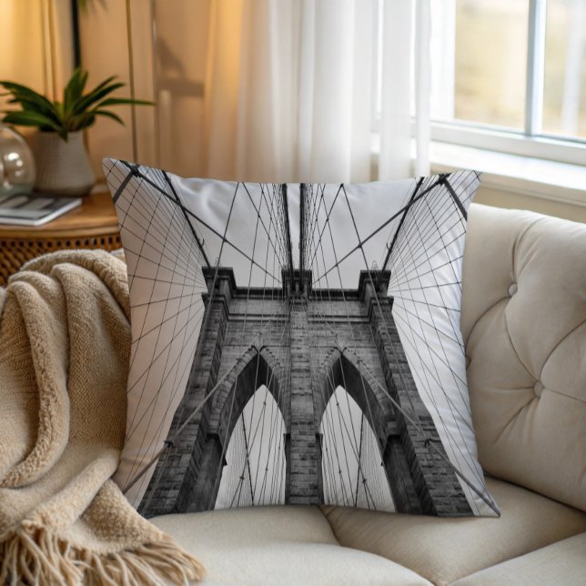 Brooklyn Bridge Architectural Close-Up Throw Pillow (Creator Uploaded)