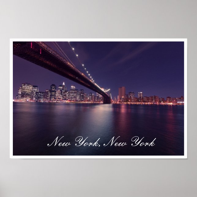 Brooklyn Bridge at Night, East River, Manhattan Poster (Front)