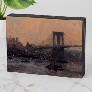 Brooklyn Bridge at Night-Edward Willis Redfield Wooden Box Sign