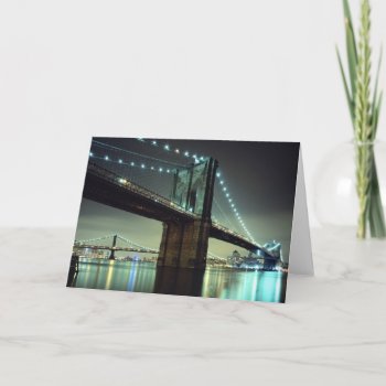 Brooklyn Bridge At Night  Manhattan Bridge Card by iconicnewyork at Zazzle