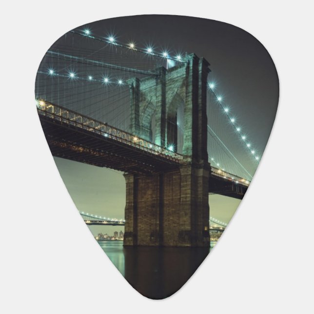 Brooklyn Bridge at night  Manhattan Bridge Guitar Pick (Front)