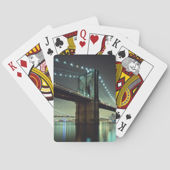 Brooklyn Bridge at night  Manhattan Bridge Poker Cards (Back)
