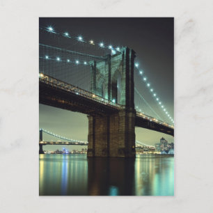 Brooklyn Bridge at night Manhattan Bridge Postcard