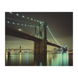 Brooklyn Bridge at night Manhattan Bridge Wood Wall Decor