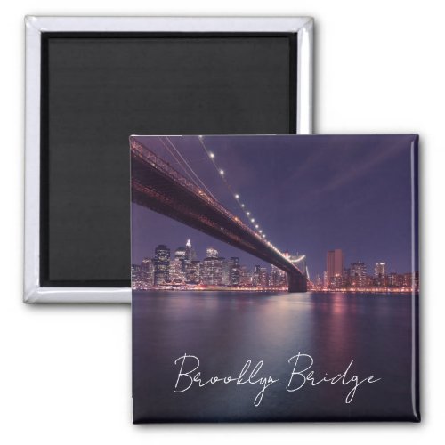 Brooklyn Bridge at Night Manhattan Lights Magnet