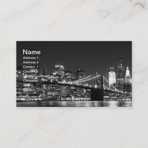 Brooklyn Bridge At Night, New York City Business Card Templates