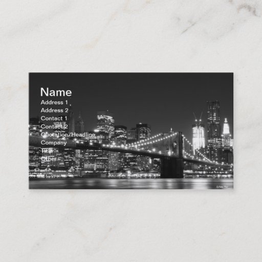 Customizable Brooklyn Bridge At Night, New York City Business Card Templates