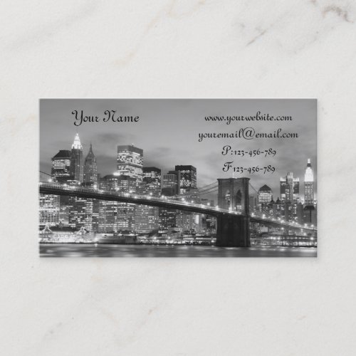 Brooklyn Bridge At Night, New York City Business Cards