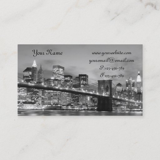 Customizable Brooklyn Bridge At Night, New York City Business Cards