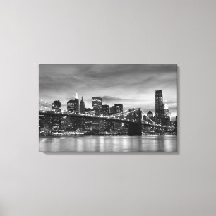 Brooklyn Bridge At Night, New York City Canvas Print
