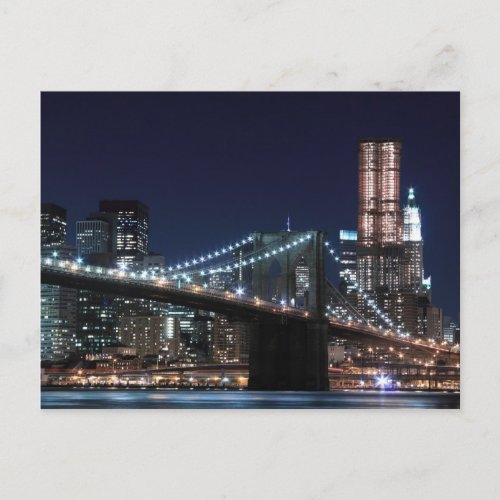 Brooklyn Bridge at Night New York City Postcard