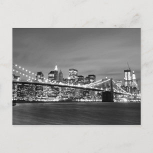 Brooklyn Bridge at Night, New York City Postcard