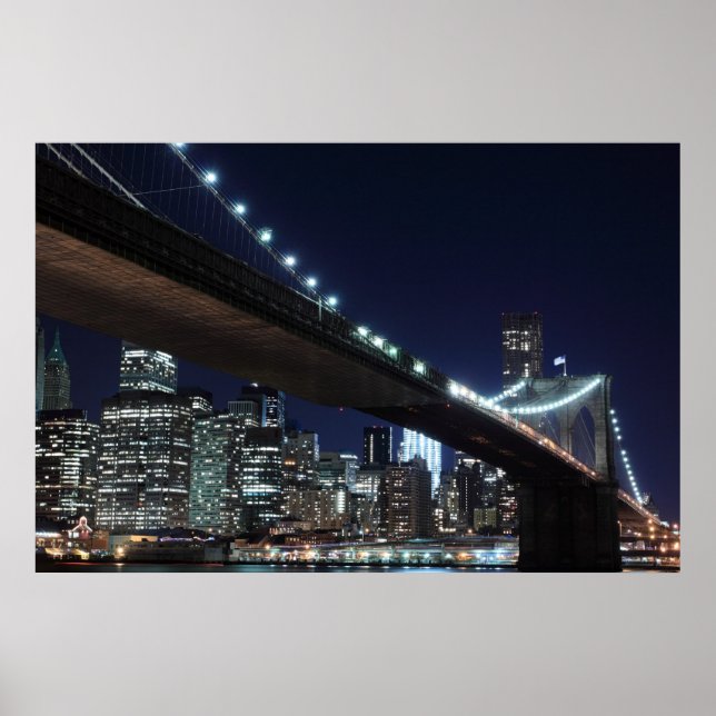 Brooklyn Bridge at Night, New York City Poster (Front)