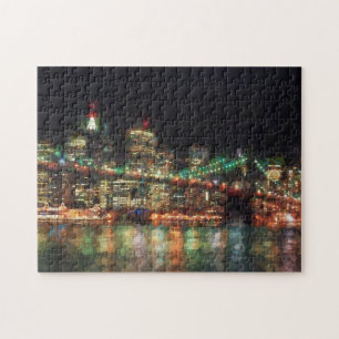Brooklyn Bridge At Night Puzzle
