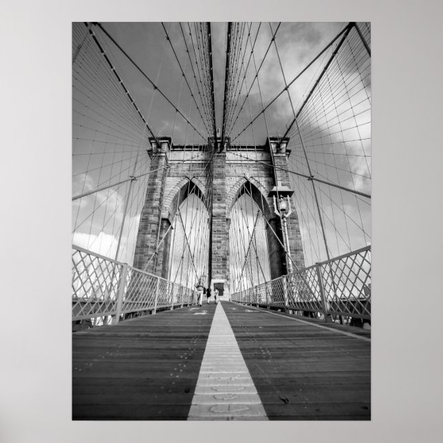 Brooklyn Bridge Black and White Architectural Poster (Front)