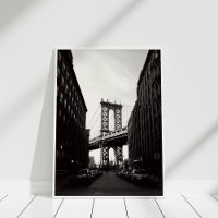 Brooklyn Bridge Black and White Cityscape Print