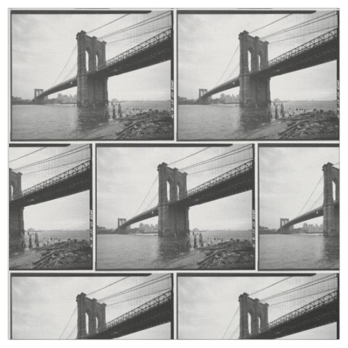 Brooklyn Bridge Black and White Photograph Fabric