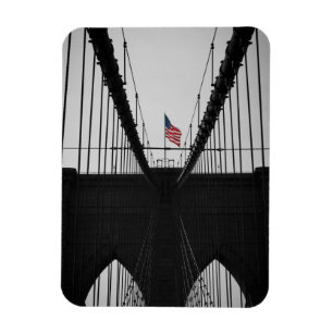 Brooklyn Bridge Black And White Photography Magnet