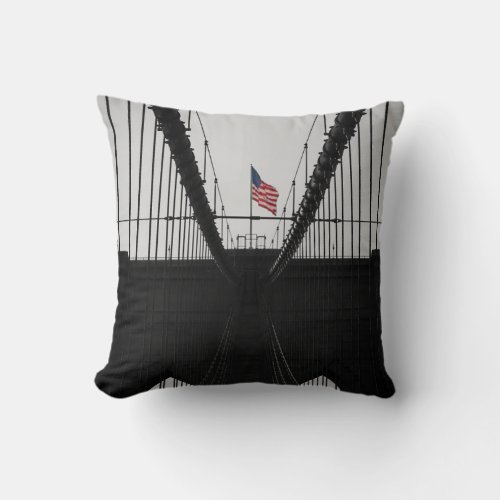 Brooklyn Bridge Black And White Photography Throw Pillow