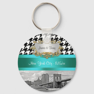Brooklyn Bridge Blk Wht Houndstooth 2 Key Chain