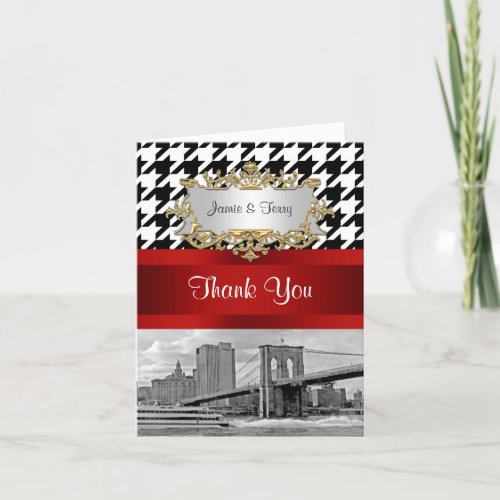 Brooklyn Bridge Blk Wht Houndstooth Thank You Note