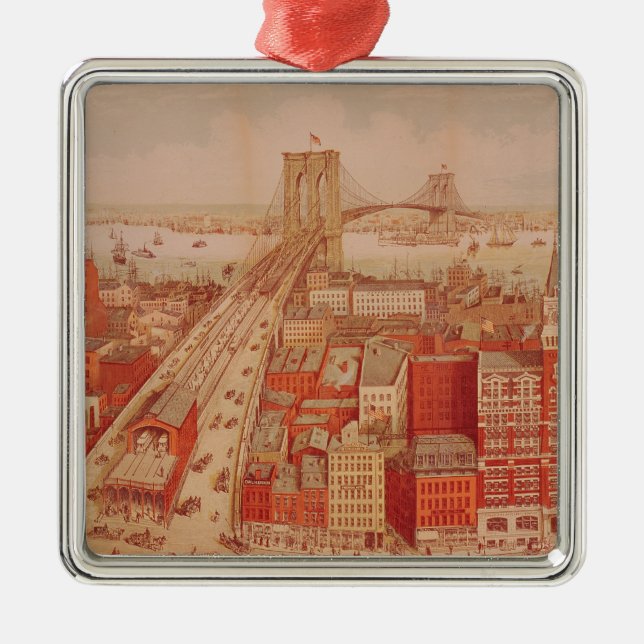 Brooklyn Bridge, c.1883 Metal Ornament (Front)