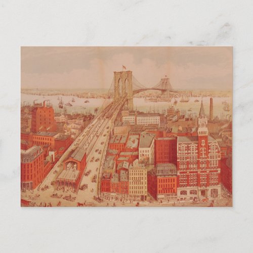 Brooklyn Bridge c1883 Postcard