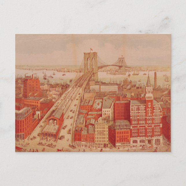 Brooklyn Bridge, c.1883 Postcard (Front)