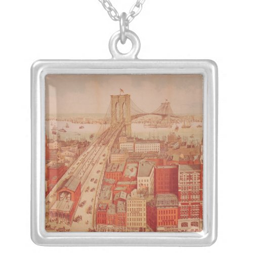 Brooklyn Bridge c1883 Silver Plated Necklace