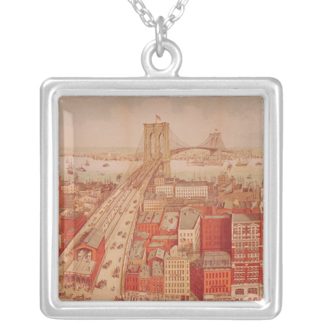 Brooklyn Bridge, c.1883 Silver Plated Necklace (Front)