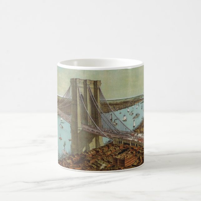 Brooklyn Bridge Color Postcard Coffee Mug (Center)