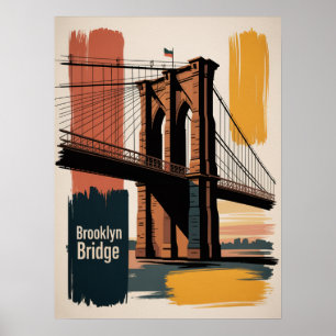 Brooklyn bridge crossing at sunset poster