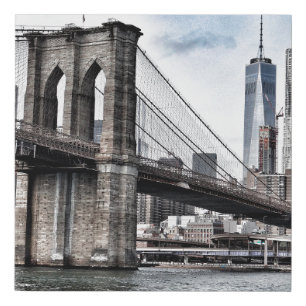 BROOKLYN BRIDGE DURING DAYTIME FAUX CANVAS PRINT