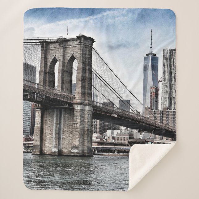 BROOKLYN BRIDGE DURING DAYTIME SHERPA BLANKET (Front)