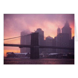 Brooklyn Bridge During Snowstorm Cards