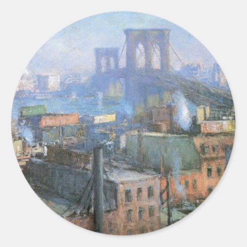 Brooklyn Bridge East River circa 1916 Classic Round Sticker