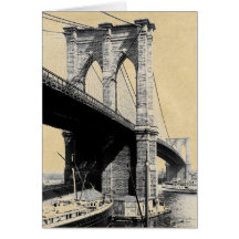 Brooklyn Bridge Ferry Boats 1896 Greeting Card