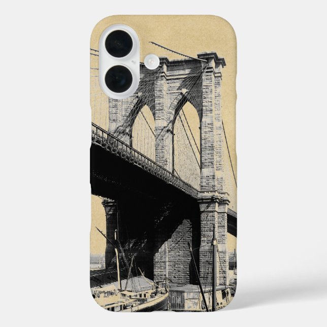 Brooklyn Bridge Ferry Boats Sepia Case-Mate iPhone Case (Back)
