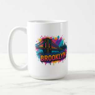 Brooklyn Bridge Graffiti Pop Art – Colorful Urban Coffee Mug