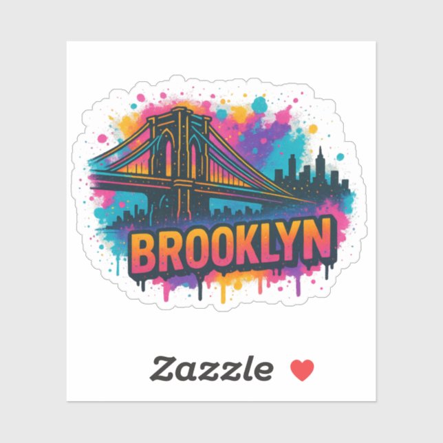 Brooklyn Bridge Graffiti Pop Art – Colorful Urban  Sticker (Sheet)