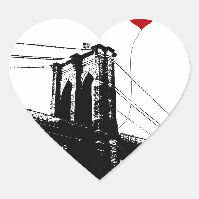 Brooklyn Bridge Heart Sticker (Front)
