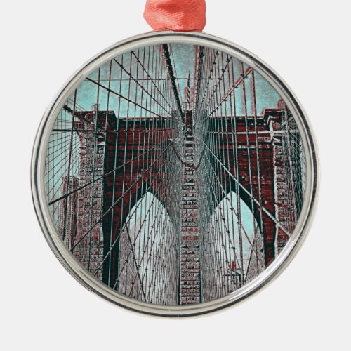 Brooklyn Bridge in NYC Metal Ornament