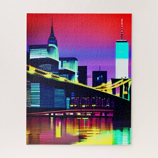 Brooklyn Bridge in the Evening / at Night Jigsaw Puzzle (Vertical)