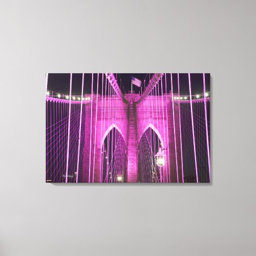 Brooklyn Bridge Lit Purple Canvas Print