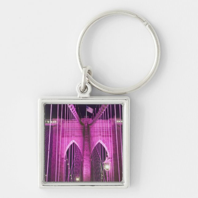 Brooklyn Bridge Lit Purple Keychain (Front)