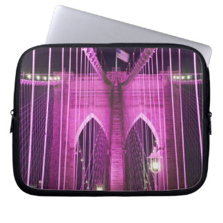 Brooklyn Bridge Lit Purple Laptop Sleeve
