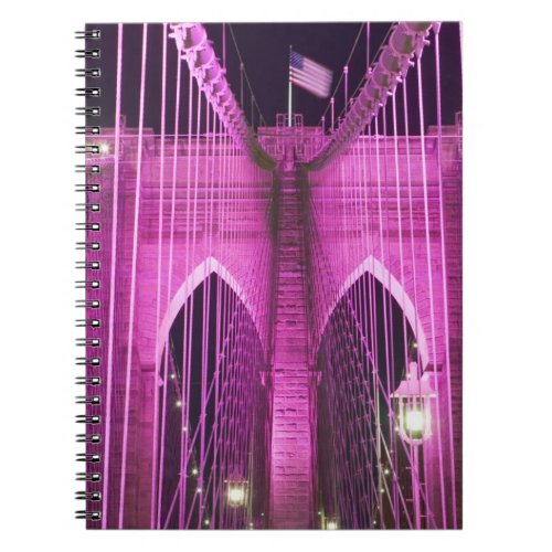 Brooklyn Bridge Lit Purple Notebook