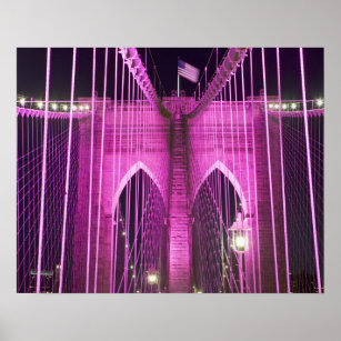 Brooklyn Bridge Lit Purple Poster